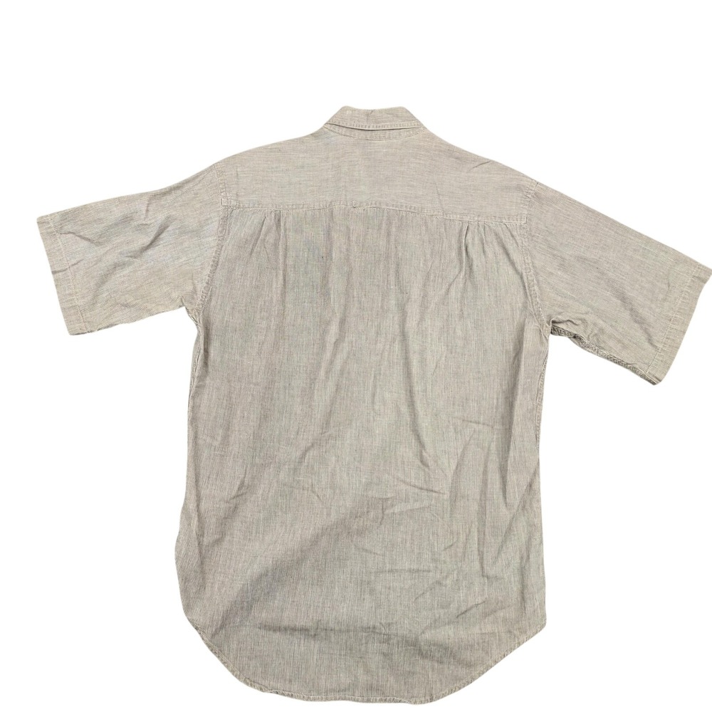 Vintage Woolrich Shirt Mens Large Beige Striped Short Sleeve Button Up Casual - Picture 4 of 7